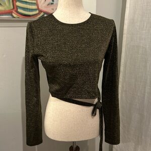 Reformation Black Glitter Crop Top